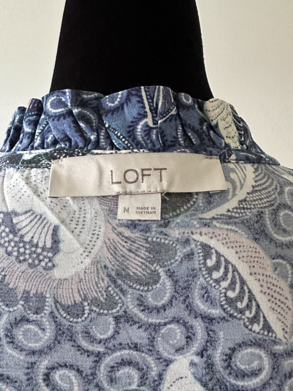 LOFT Blue Floral Long Sleeve Tiered Dress Size M - Picture 7 of 14